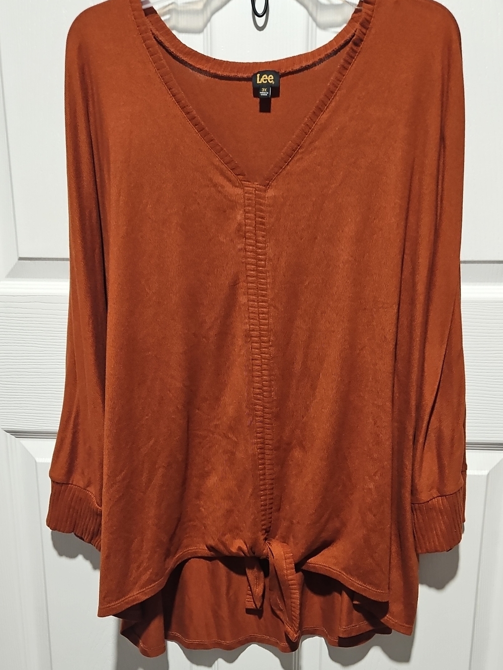 Lee Women's Rust Scoop-Neck Tie-Front Top